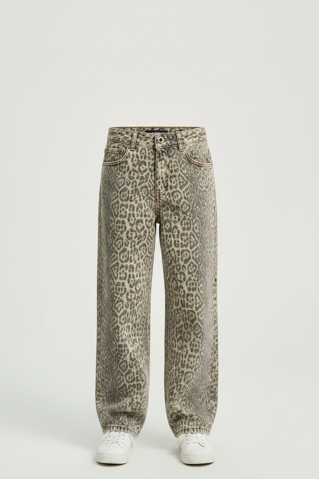 Pantalon Léopard Ample Imprimé Délavé Enfant - Jean - vue 3