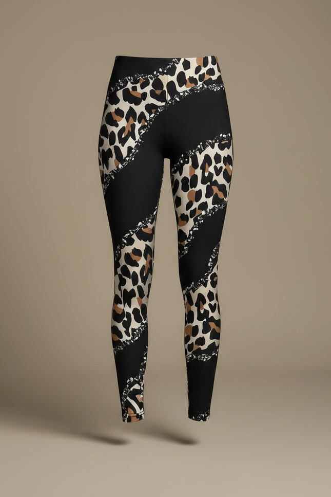 Pantalon Léopard Noir Imprimé Ajusté Confortable Femme Tendance - Maille - vue 3
