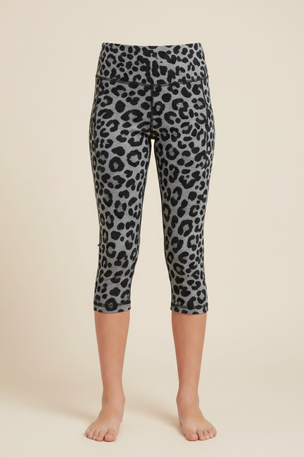 Pantalon Léopard Gris Capris Imprimé Animal Court Fille - Polyester - vue 3