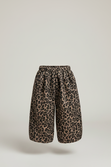 Pantalon Léopard Ample Marron Enfant Molletonné Confortable - vue 3