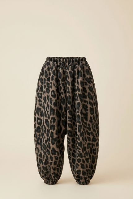 Pantalon Léopard Marron Ample Doux Épais Garçon - Imprimé Molleton - vue 3