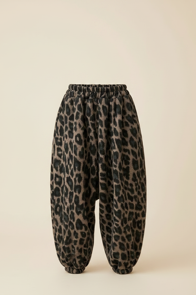 Pantalon Léopard Marron Ample Doux Épais Garçon - Imprimé Molleton - vue 3