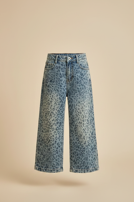 Pantalon Léopard Bleu Ample Imprimé Fille - Jean - vue 3