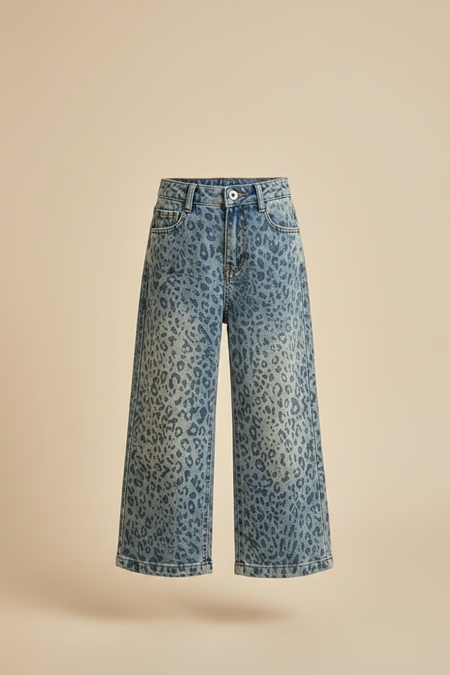Pantalon Léopard Bleu Ample Imprimé Fille - Jean - vue 3