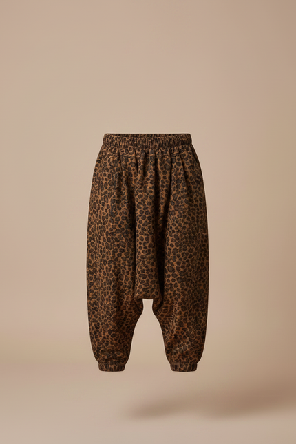Pantalon Léopard Enfant Harem Imprimé Marron Décontracté - Molleton - vue 3