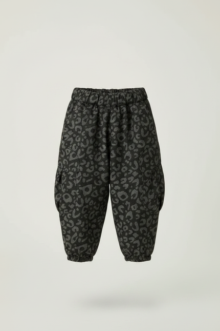 Pantalon Léopard Enfant Ample Molletonné Gris Imprimé - vue 3