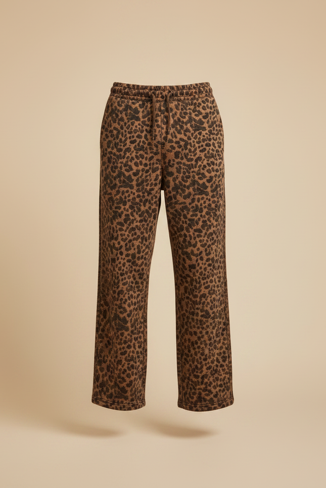 Pantalon Léopard Homme Imprimé Ample Décontracté Marron - Molleton - vue 3