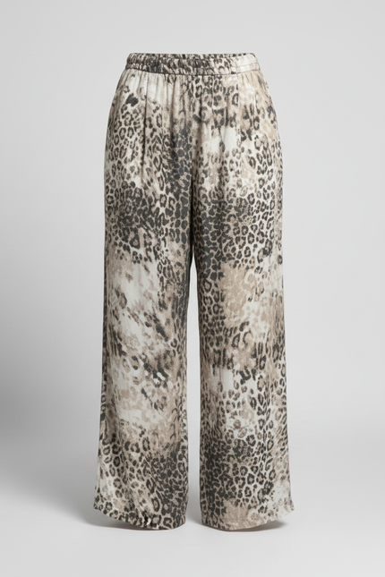 Pantalon Léopard Fluide Ample Imprimé Animal Décontracté - Viscose - vue 3