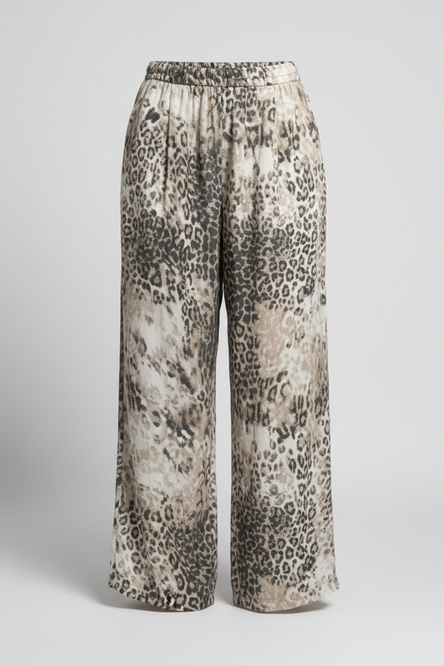 Pantalon Léopard Fluide Ample Imprimé Animal Décontracté - Viscose - vue 3