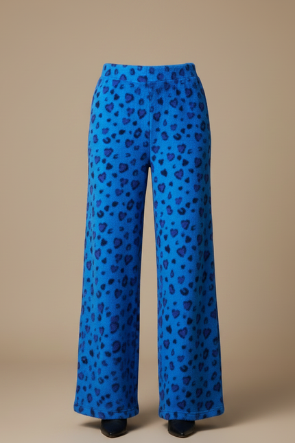 Pantalon Léopard Bleu Cœur Polaire Ample Femme - Molleton - vue 3