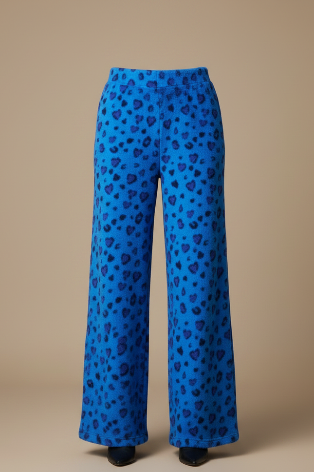 Pantalon Léopard Bleu Cœur Polaire Ample Femme - Molleton - vue 3