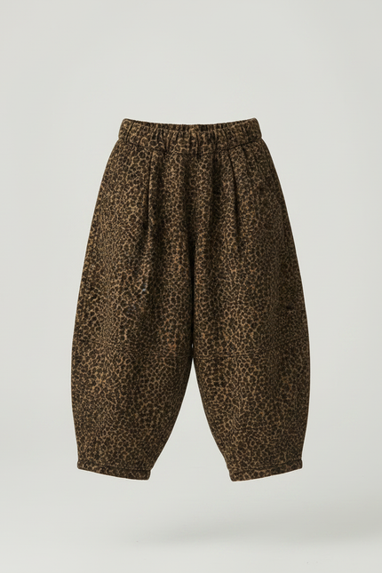 Pantalon Léopard Marron Ample Molletonné Enfant - vue 3