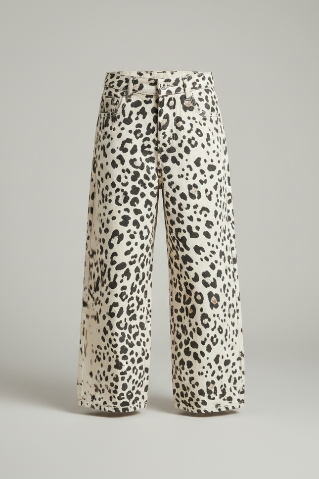 Pantalon Léopard Ample Imprimé Beige Décontracté Enfant - Jean - vue 3