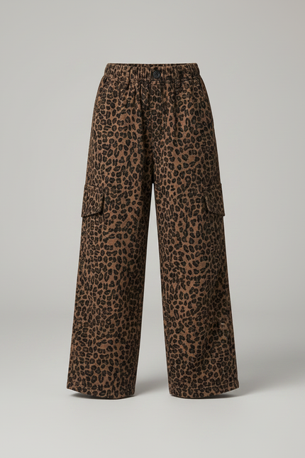 Pantalon Léopard Cargo Ample Marron Imprimé Enfants - Velours - vue 3