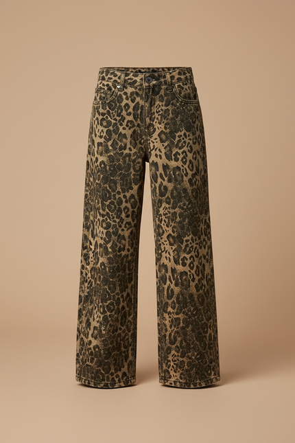 Pantalon Léopard Ample Imprimé Marron Fille Décontracté - Jean - vue 3