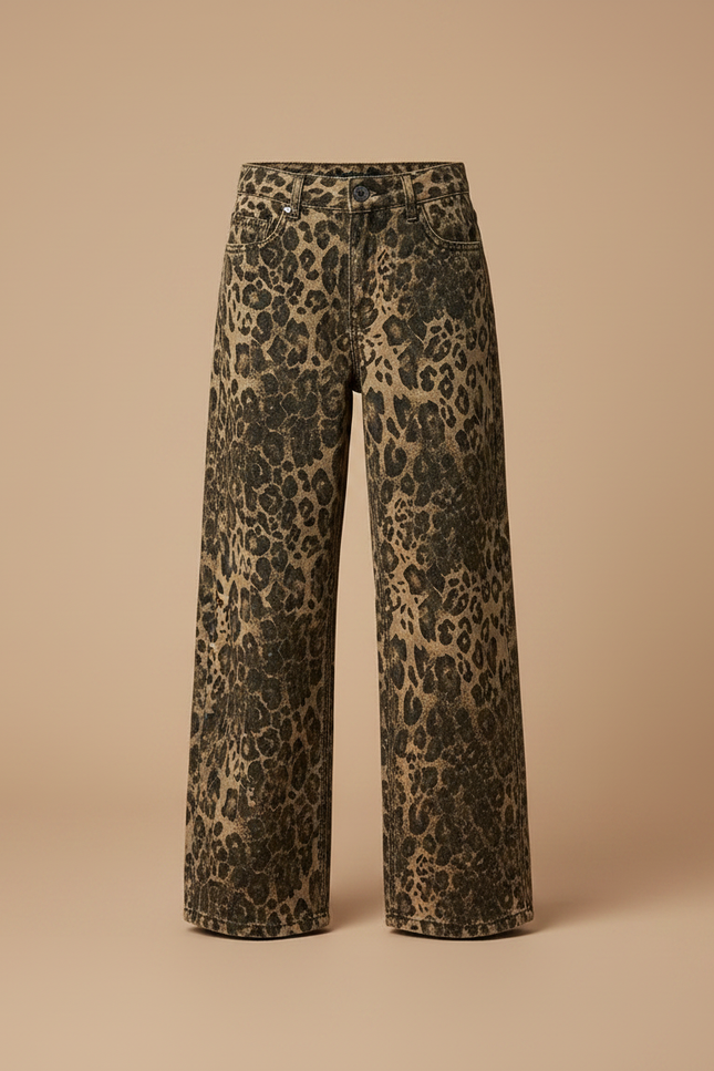 Pantalon Léopard Ample Imprimé Marron Fille Décontracté - Jean - vue 3