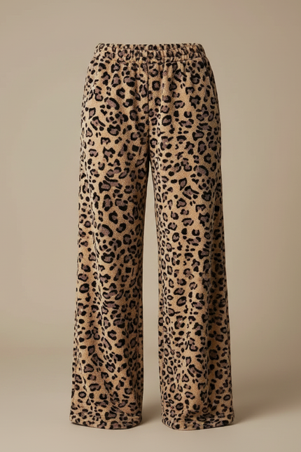 Pantalon Léopard Marron Ample Imprimé Doux Fluide - Molleton - vue 3