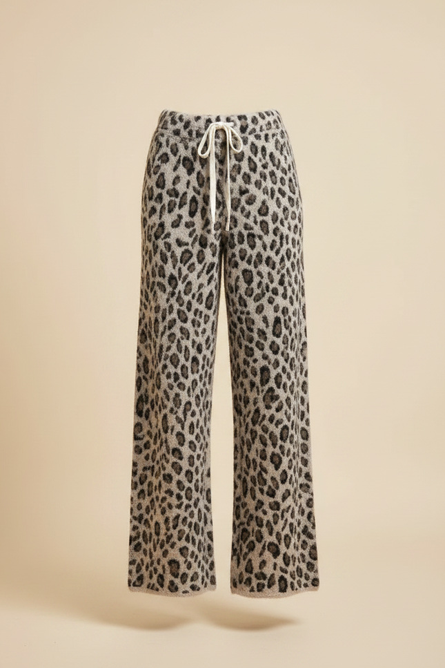 Pantalon Léopard Gris Ample Imprimé Doux Femme - Molleton - vue 3