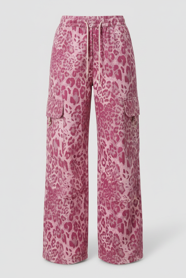 Pantalon Léopard Rose Ample Cargo Imprimé Fille - Coton - vue 3