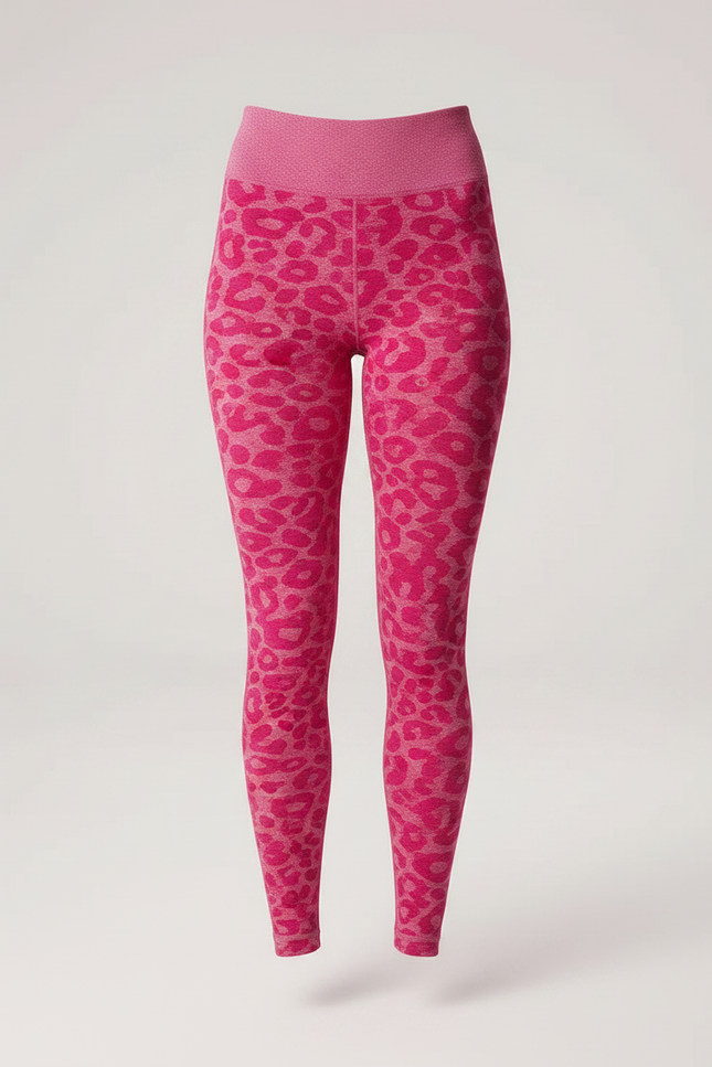 Pantalon Léopard Rose Moulant Fitness Seamless Animal - Maille - vue 3