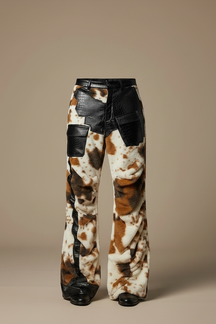 Pantalon Léopard Homme Imprimé Crocodile Évasé Doux - Molleton - vue 3