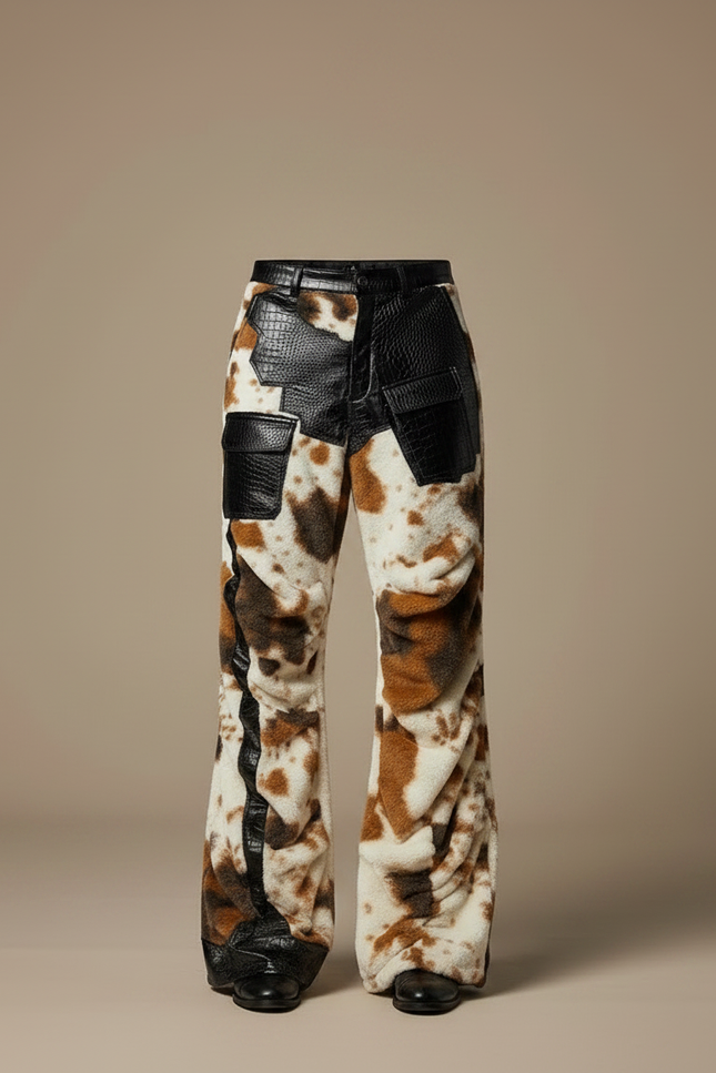 Pantalon Léopard Homme Imprimé Crocodile Évasé Doux - Molleton - vue 3