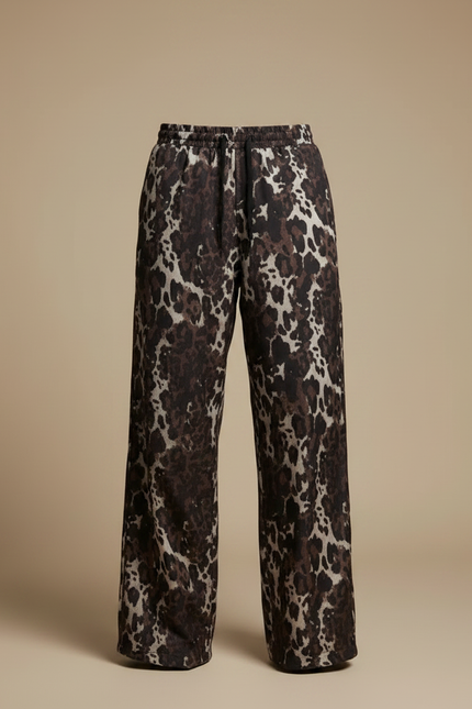 Pantalon Léopard Marron Imprimé Ample Décontracté Homme - Viscose - vue 3