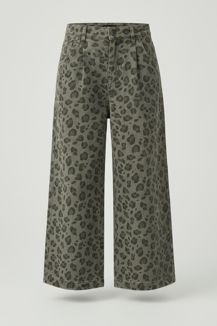 Pantalon Léopard Kaki Ample Imprimé Denim Enfant - Jean - vue 3