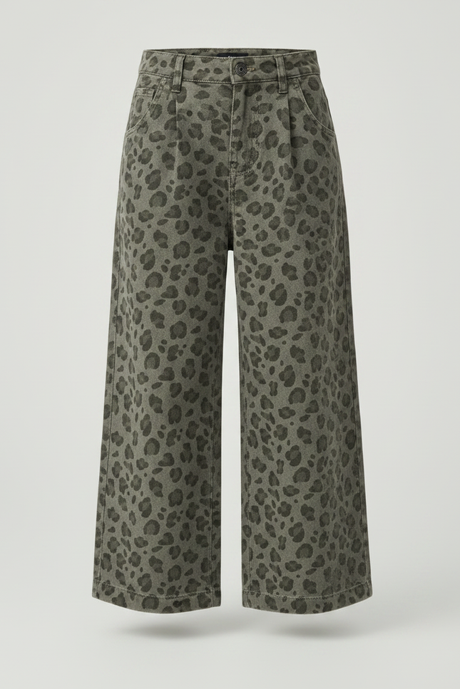Pantalon Léopard Kaki Ample Imprimé Denim Enfant - Jean - vue 3