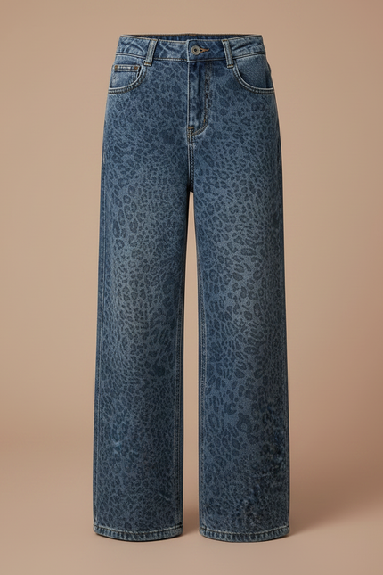 Pantalon Léopard Denim Ample Imprimé Fille Hiver - Jean - vue 3