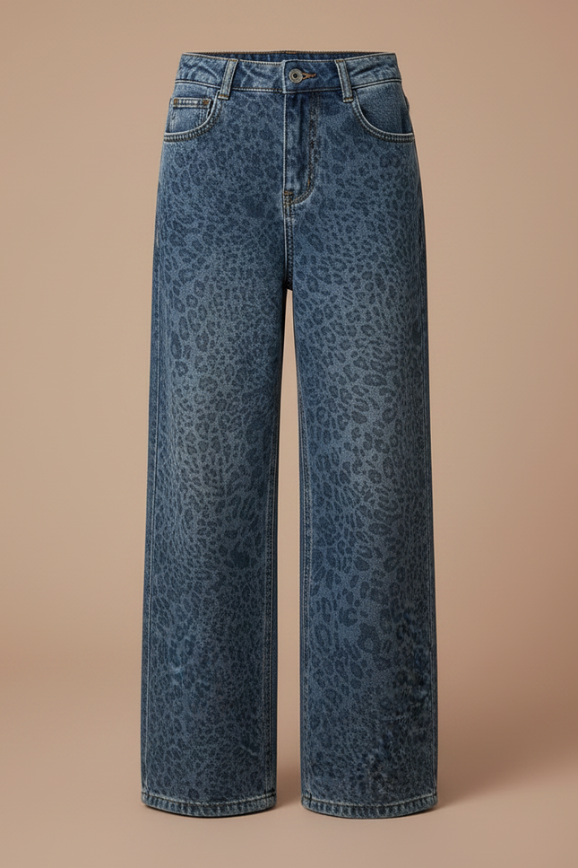 Pantalon Léopard Denim Ample Imprimé Fille Hiver - Jean - vue 3