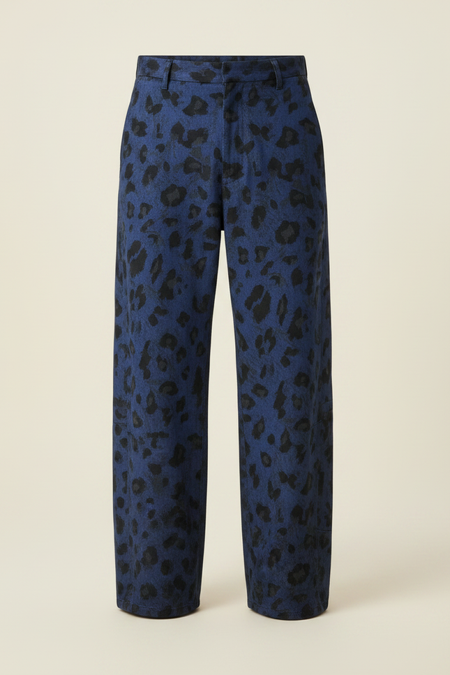 Pantalon Leopard Bleu - Coton - vue 3