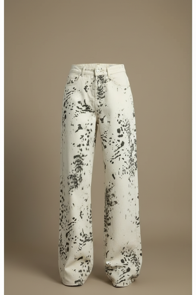 Pantalon Léopard Ample Imprimé Décontracté Taille Haute - Jean - vue 3
