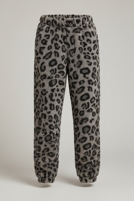 Pantalon Léopard Enfant Gris Imprimé Molletonné Ample - vue 3