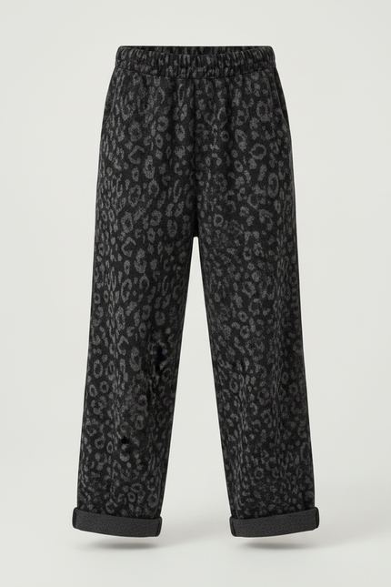 Pantalon Léopard Ample Imprimé Gris Décontracté - Molleton - vue 3