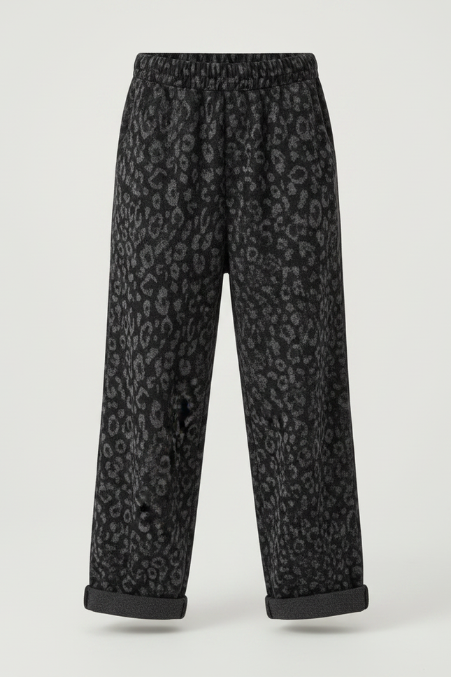 Pantalon Léopard Ample Imprimé Gris Décontracté - Molleton - vue 3