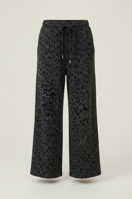 Pantalon Léopard Gris Ample Molletonné Fille - vue 3