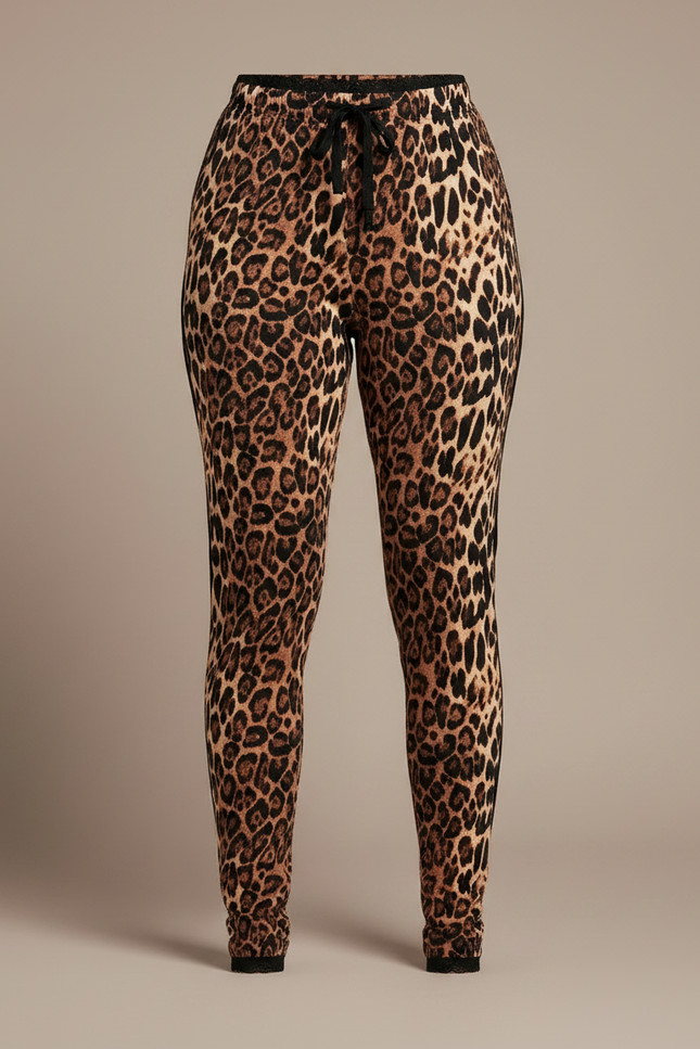 Pantalon Léopard Imprimé Slim Ajusté Femme - Molleton - vue 3