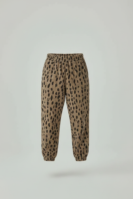 Pantalon Léopard Enfant Coton Ample Décontracté Marron - Cordé - vue 3