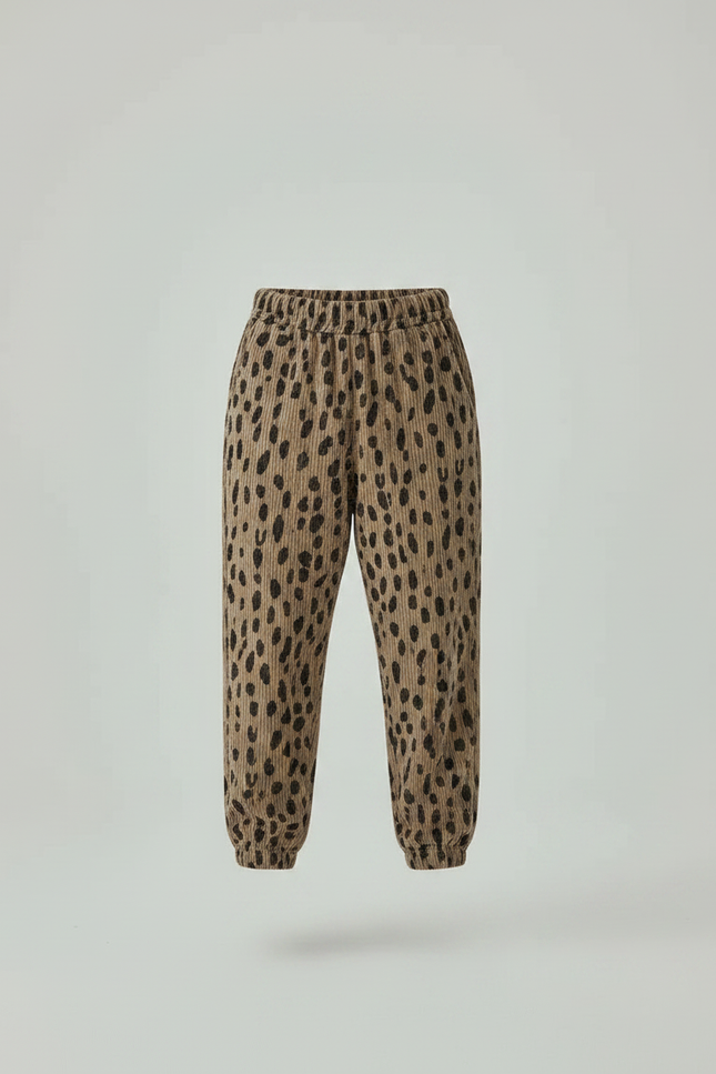 Pantalon Léopard Enfant Coton Ample Décontracté Marron - Cordé - vue 3